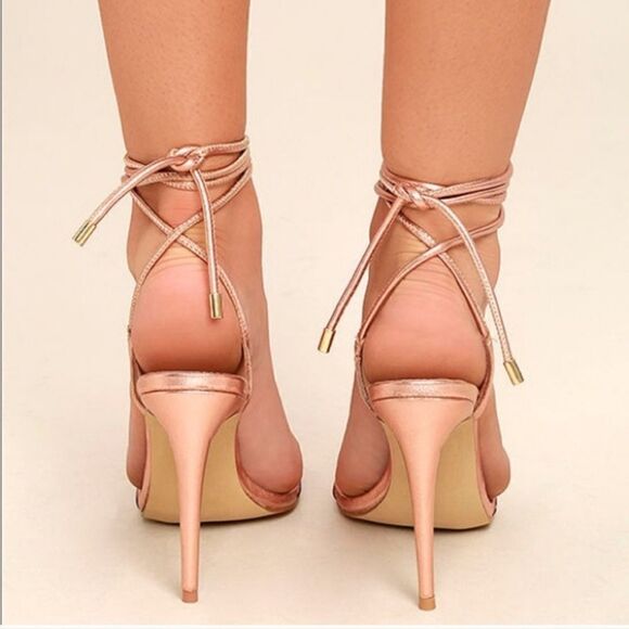 Steve Madden Lyla Leather Rose Gold wrapped stiletto heel - Picture 3 of 10